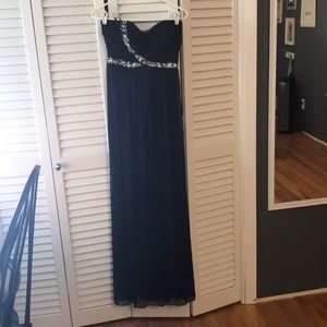 Navy formal strapless backless dress